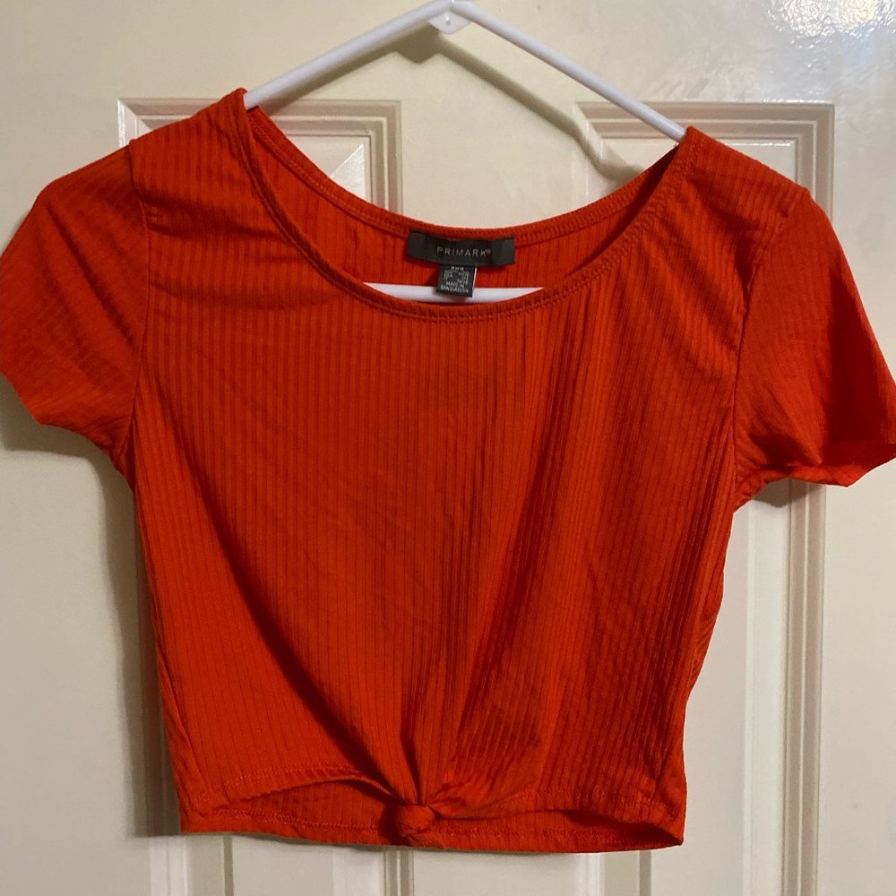 NWOT Primark Orange Front Knot Crop Top